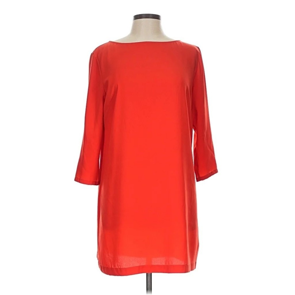 Tildon Dress Womens Small Red Shift Open Back 3/4 Sleeve Mini TL290647MI Solid